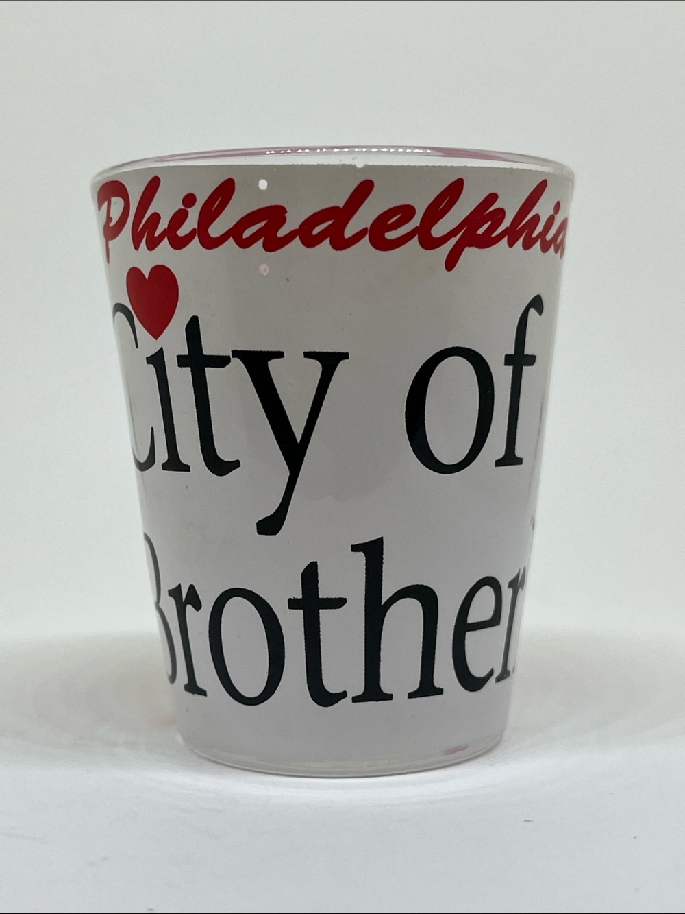 Philadelphia City of Brotherly Love White Shot Glass